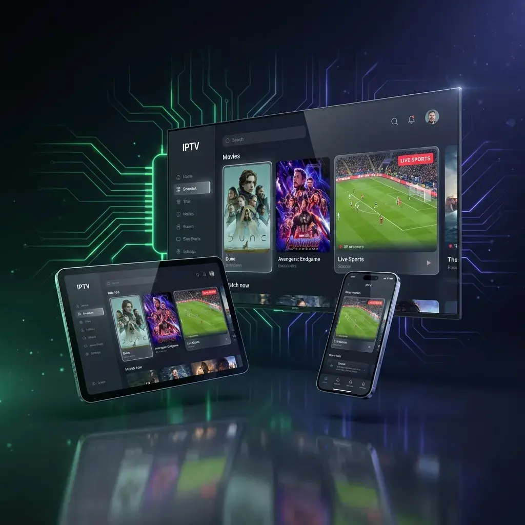 Premium IPTV Interface on Triple Screen Setup